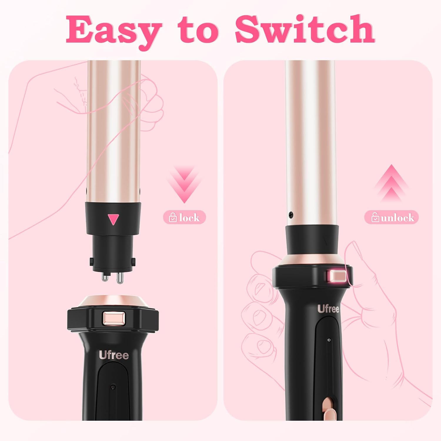 Trimyou: 5 in 1 Curling Iron with Interchangeable Ceramic Barrels (0.35"-1.25"), Curling Wand Set with Flat Iron Hair Straightener, Instant Heat Up, Dual Voltage Hair Curler, Gifts for Women