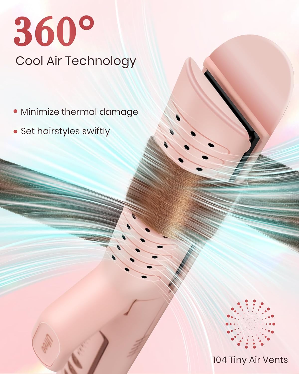Trimyou:  Airflow Curling Iron, 360° Cool 2 in 1 Flat Iron Hair Straightener & Curler for Lasting Curls, 1.25 Inch Curling Wand, 5 Temps for Long & Short Hair, Women Gifts, Anti-Scald