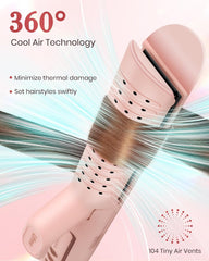 Trimyou:  Airflow Curling Iron, 360° Cool 2 in 1 Flat Iron Hair Straightener & Curler for Lasting Curls, 1.25 Inch Curling Wand, 5 Temps for Long & Short Hair, Women Gifts, Anti-Scald