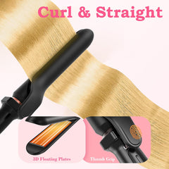 Trimyou: 5 in 1 Curling Iron with Interchangeable Ceramic Barrels (0.35"-1.25"), Curling Wand Set with Flat Iron Hair Straightener, Instant Heat Up, Dual Voltage Hair Curler, Gifts for Women