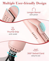 Trimyou:  Airflow Curling Iron, 360° Cool 2 in 1 Flat Iron Hair Straightener & Curler for Lasting Curls, 1.25 Inch Curling Wand, 5 Temps for Long & Short Hair, Women Gifts, Anti-Scald
