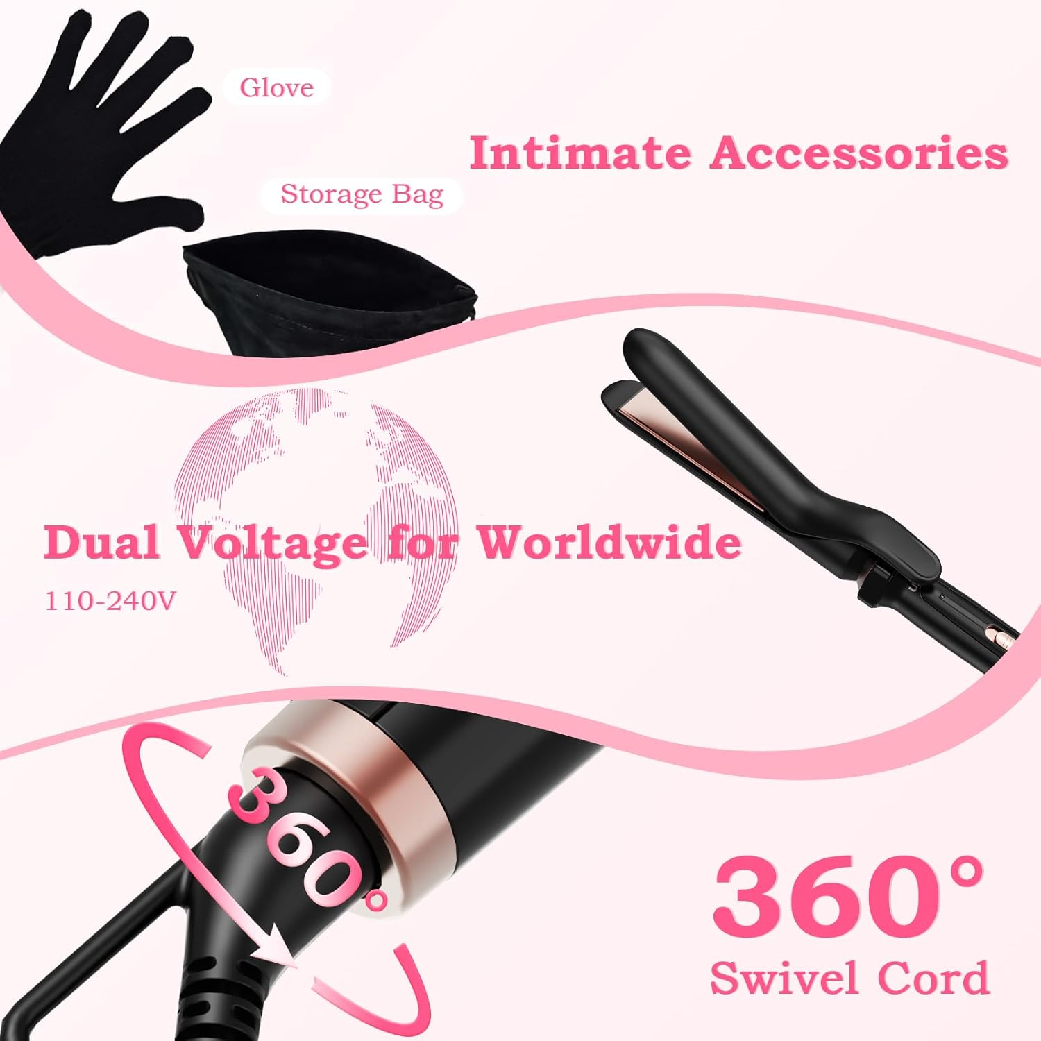 Trimyou: 5 in 1 Curling Iron with Interchangeable Ceramic Barrels (0.35"-1.25"), Curling Wand Set with Flat Iron Hair Straightener, Instant Heat Up, Dual Voltage Hair Curler, Gifts for Women