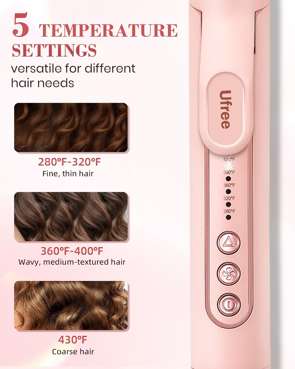 Trimyou:  Airflow Curling Iron, 360° Cool 2 in 1 Flat Iron Hair Straightener & Curler for Lasting Curls, 1.25 Inch Curling Wand, 5 Temps for Long & Short Hair, Women Gifts, Anti-Scald