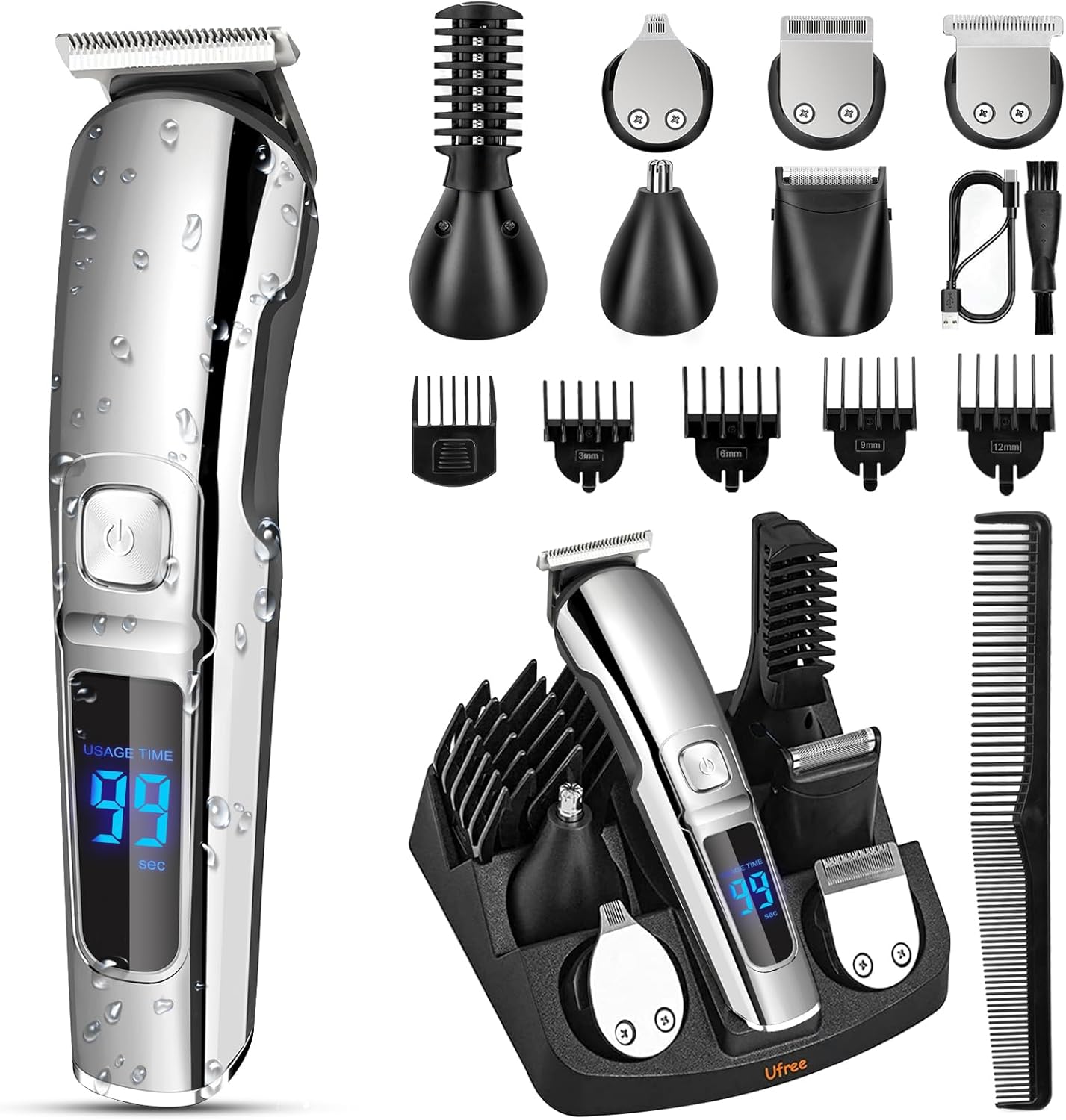 Trimyou: Beard Trimmer for Men, Waterproof Electric Razor for Nose, Body, Face & Mustache, Cordless Hair Clippers Shavers Grooming Kit, Gifts for Men Husband Father