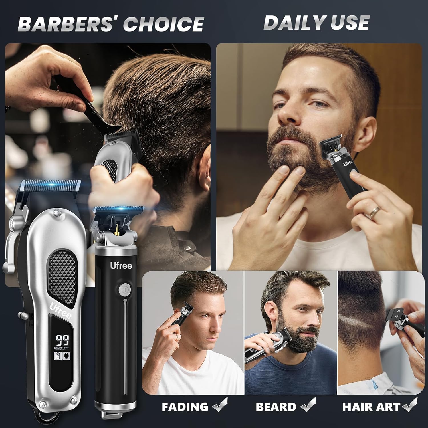 Trimyou: Hair Clippers for Men, Professional Clippers and Trimmers Set, Cordless Clippers for Hair Cutting, Beard Trimmer, Barber Clippers, Rechargeable Electric Shaver, Gifts for Men