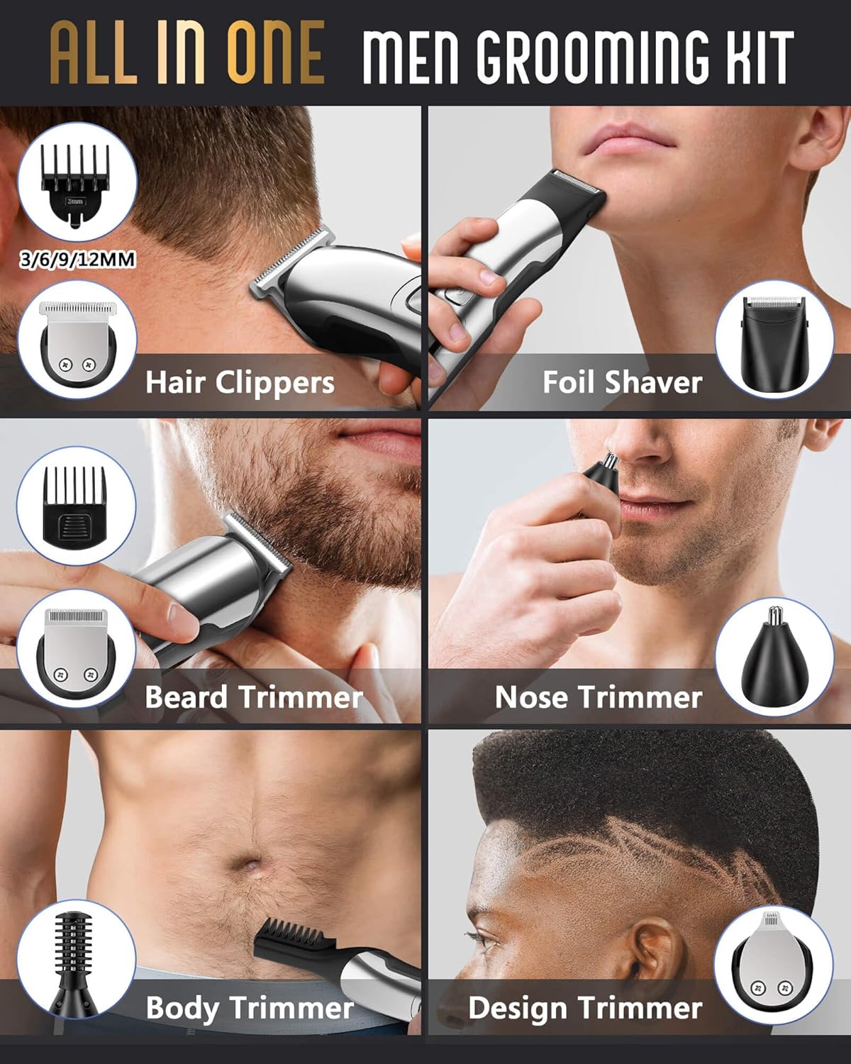 Trimyou: Beard Trimmer for Men, Waterproof Electric Razor for Nose, Body, Face & Mustache, Cordless Hair Clippers Shavers Grooming Kit, Gifts for Men Husband Father